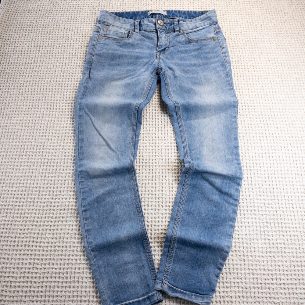 Free People Skinny Jeans Light Wash Denim Size 25 Low Mid Rise Whiskered Pockets
